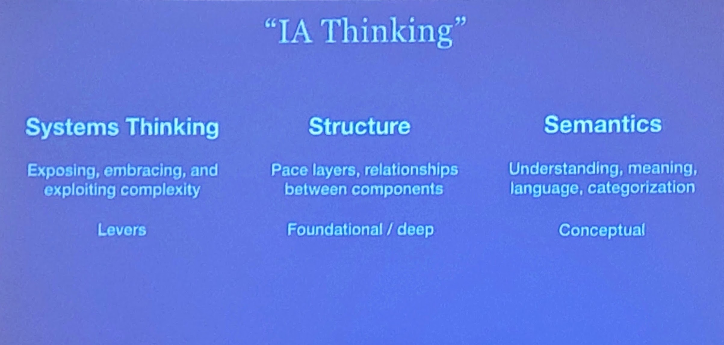 Slide highlighting Systems Thinking, Structures and Semantics
